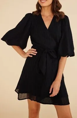 Minkpink NWT Lylah Wrap Mini Dress Size XS Black • $8.99