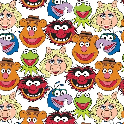 The Muppets On White Cotton Fabric Kermit Animal Piggy Camelot  ~By The Yard • $16.99