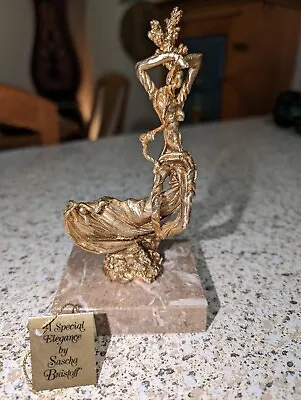 Sascha Brastoff 24 Karat Gold Plated Mermaid Statue On Marble Base With Tag • $399