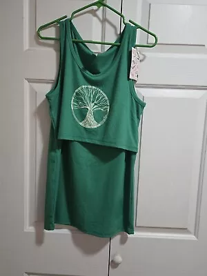 Latched Mama Womens Breast Feeding Tank Top Large Green Solid • $24.59