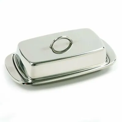 Norpro Durable Stainless Steel Double Wide Butter Dish Storage Container W/ Lid • $17.99