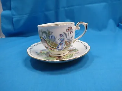 Blue Bonnet Lady Queen Anne Tea Cup And Saucer Bone China Made In England • $9