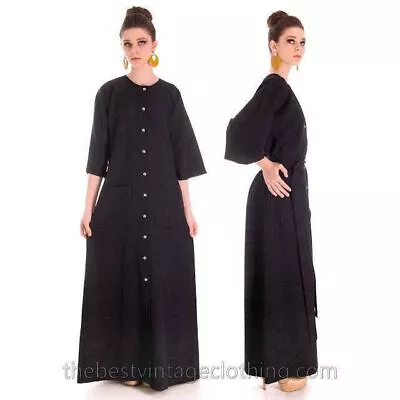 Vintage Rare Vuokko Black Circle Motif Finest Wool Voile Maxi Dress 1970s M 38 • $740