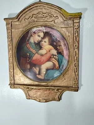 Antique Religious Art By Raphael - Madonna Of The Chair 14 ×10  • $325
