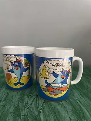 CHARLIE THE TUNA Vintage Insulated Mugs SET OF 2 • $17.09