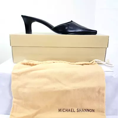 Michael Shannon RYDER Black Leather 2  High Heel Shoe Size 7 M Slip On W Box Bag • $17.99