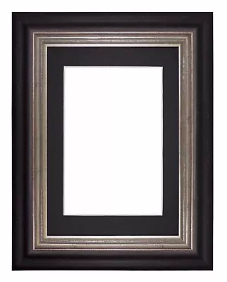 Wide Frame London Range Picture Frame Photo Frames With Mount   Black Distressed • £75.60