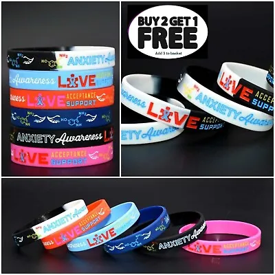 Anxiety Mental Health Acceptance Awareness Silicone Bracelet Wristband Band • £2.99