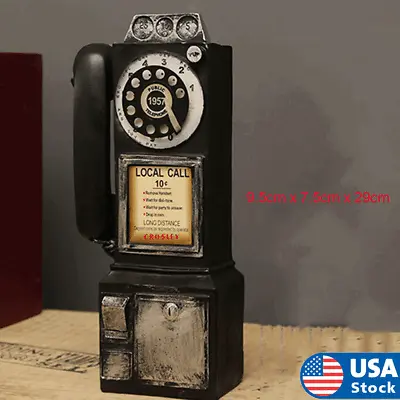 Retro Antique Wall-Mounted Pay Phone Model Vintage Booth Telephone Figurine -USA • $31.58
