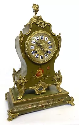 £845 • Buy Antique Ormolu French Painted Mantel Clock On Stand Marti
