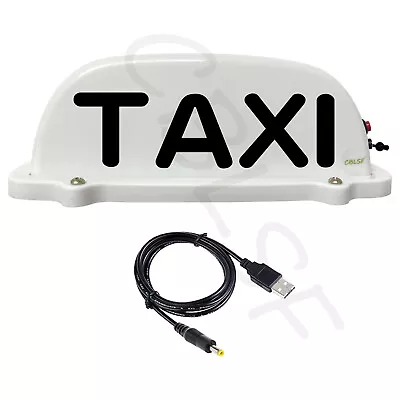 TAXI Cab Top Roof Sign USB Rechargeable Battery With Magnetic Base Waterproof 5V • $31.34