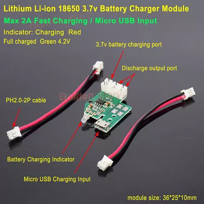 5V 2A Micro USB 3.7V Lithium Li-ion 18650 Battery Charger Module Charging Board • £2.18