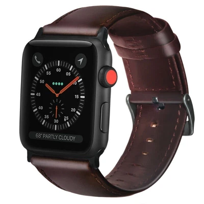 $13.99 • Buy Genuine PU Leather Wrist Band Strap For Apple Watch 1/2/3/4 IWatch 38/42/40/44mm