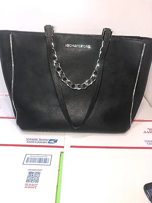 Michael Kors Jet Set Travel Chain Shoulder Tote Bag Black Saffiano Leather • $88