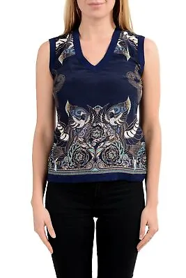 $89.99 • Buy Versace Collection Women's Silk Navy Blue V-Neck Sleeveless Tank Top