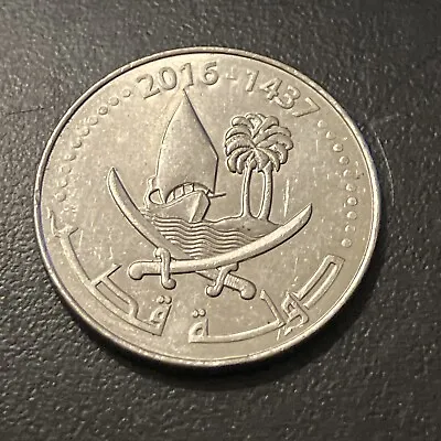 2012 Qatar 50 Dirhams Coin KM15a Dhow Sailing Ship Dates Palm • $4.79