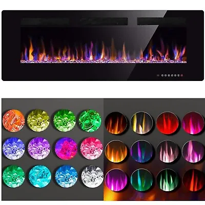 50'' Electric Fireplace Recessed Wall Mounted Fireplace Heater Ultra Thin • $215.99