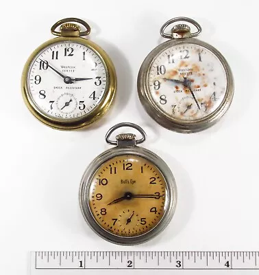 Antique Lot 3 Westclox USA Scotty Bull's Eye Mechanical Pocket Watches As-Is • $29.95