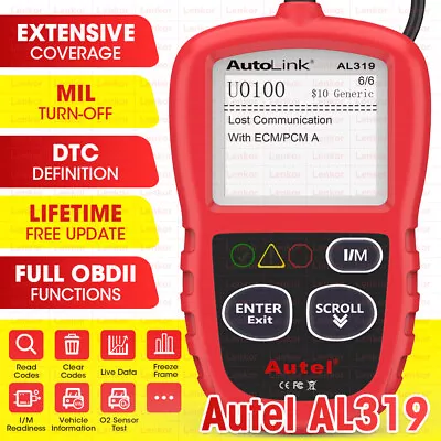 Autel Autolink AL319 Code Reader CAN OBDII Engine Fault Car Diagnostic Scan Tool • $31.99