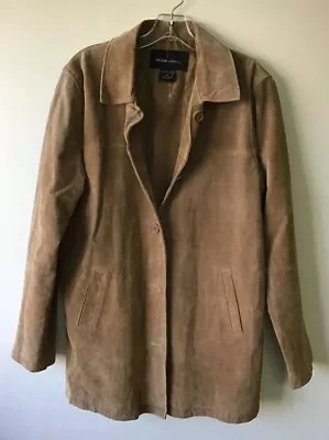 Moda International Tan Suede 100% Leather Jacket Coat Size M • $34.20