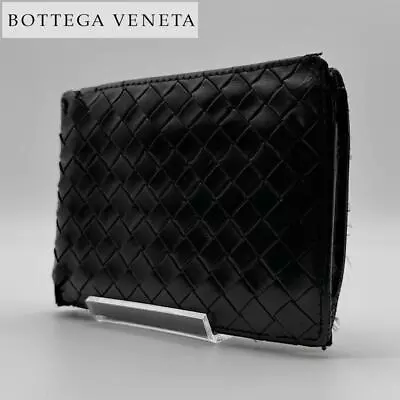 BOTTEGA VENETA Intrecciato Leather Bi-Fold Compact Wallet Black #BW138 • $93