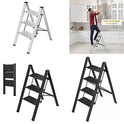 Aluminum 3/4 Step Ladder Foldable Step Stool With Wide Anti-Slip Pedal 330lbs • $41.59