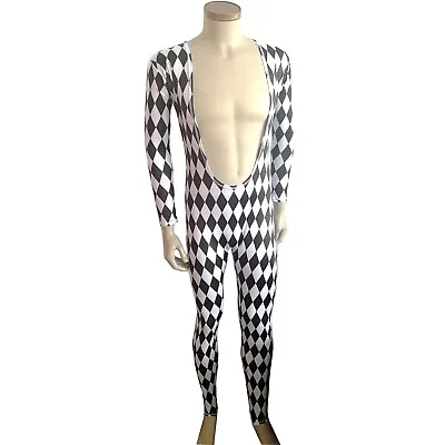 $44.49 • Buy Harlequin Leotard Costume Freddie Mercury Unitard Spandex Outfit Black And White