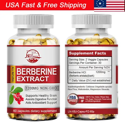 Berberine HCl 1200mg - High Potency Berberine Supplement - Blood Sugar Support • $11.50