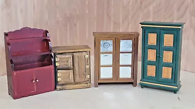 Miniature Dollhouse Kitchen 4 Piece Furniture Cabinet Lot 1:12 Scale • $12