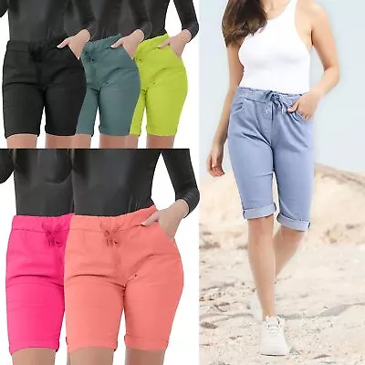 Women Ladies Magic Shorts Italian Hot Pants Ladies Summer Turn Up Crop Shorts • £16.99