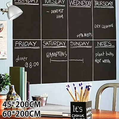 200 X 60cm Removable Blackboard Vinyl Wall Sticker Chalkboard Decal + 5 Chalk☮ • £8.75