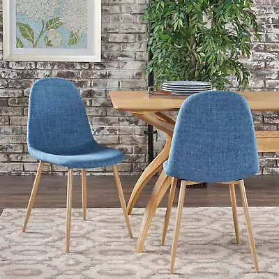  Remy Mid Century Modern Fabric Dining Chairs Set Of 2 Muted Blue • $122.66