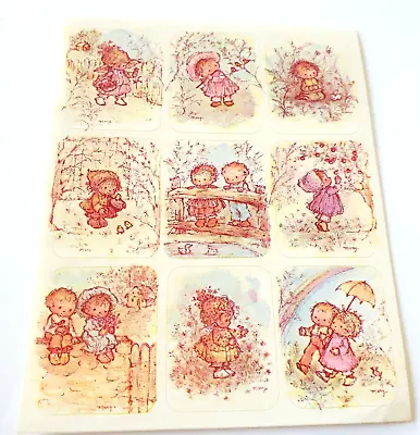 Vintage Sticker Sheet Mary Hamilton Cute Kids With Birds Bunnies Rainbow • $9.50