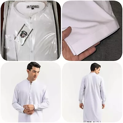 Men's 2023 Pakistani Indian Shalwar Kameez Embroidered & Plain Suit Eid Gift • £25.99