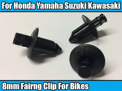 £4.19 • Buy 10x 8mm Plastic Rivet Bike Fairing Trim Clips For Honda Yamaha Suzuki Kawasaki