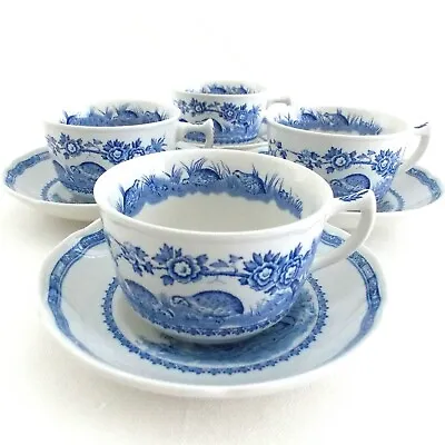 4 Sets ~ Mason's Blue   Quail   Coffee/tea ~cups & Saucers Vintage  Transferware • $137