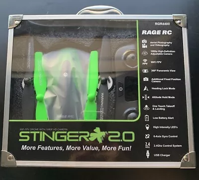 Rage RC Stinger 2.0 RTF WiFi FPV Drone W/ 1080p HD Camera NEW • $50
