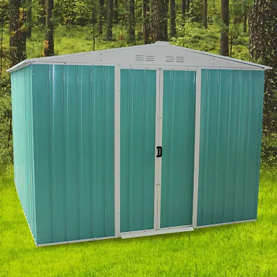 £259.99 • Buy New 8 X 6 Metal Garden Shed Tools Storage Apex Roof With Free Base Framework