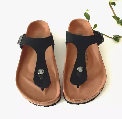 Birkenstock Gizeh Vegan Womens Size 36 /US 6 Buckle Black Slides  Sandals • $54.99