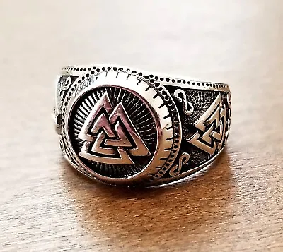 Handcrafted Solid 925 Sterling Silver Men's Viking / Norse VALKNUT Knot Ring  • $40.11