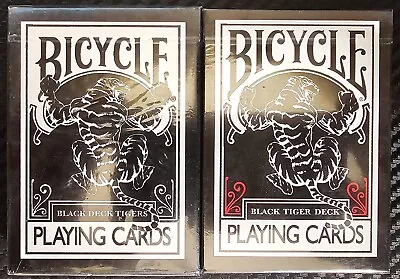 Ellusionist Bicycle Black Tiger Playing Card Set Red & White Pips 2 Sealed Decks • $50