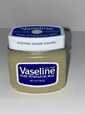 Vintage Vaseline Pure Petroleum Jelly Jar 1.75 Oz. Blue Seal Metal Cap Full NOS • $14.99