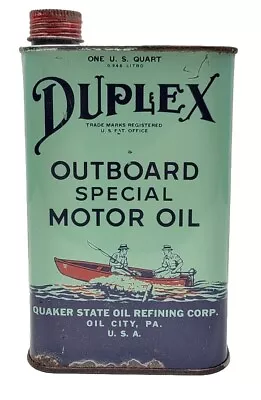 Vintage DUPLEX Outboard Special Boat Marine Motor Oil Metal One Quart Can Full • $44.98