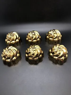 Vintage Brass Tone Jello Dessert Molds Pudding Set Of 6 Threaded Spot On Top • $11.99