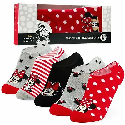 Disney Invisible 5 Pairs Socks Minnie & Mickey No Show Disney Gifts • £14.49