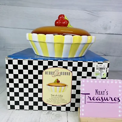 Gorham Merry Go Round PAT-A-CAKE Cherry Pie Yellow Striped 9  Covered Pie Plate • $33.99