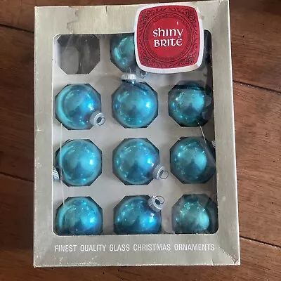 Eleven Turquoise Vintage Shiny Brite Christmas Ornaments • $23.25