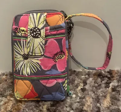 Vera Bradley Smartphone Wristlet JAZZY BLOOMS Floral Gray Orange Pink Wallet • $12.89