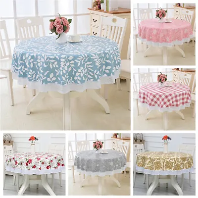 $16.38 • Buy Round Waterproof Oil Proof PVC Table Cloth Cover Home Dining Tablecloth Decor