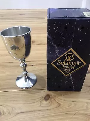 Selangor Pewter Wine Goblet NEW Gift Boxed Merck Sharp & Dohme 1980's SheepPromo • $100